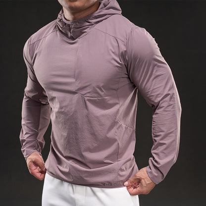 Herrskjorta med lång ärm och huva, andningsbar, kortärmad