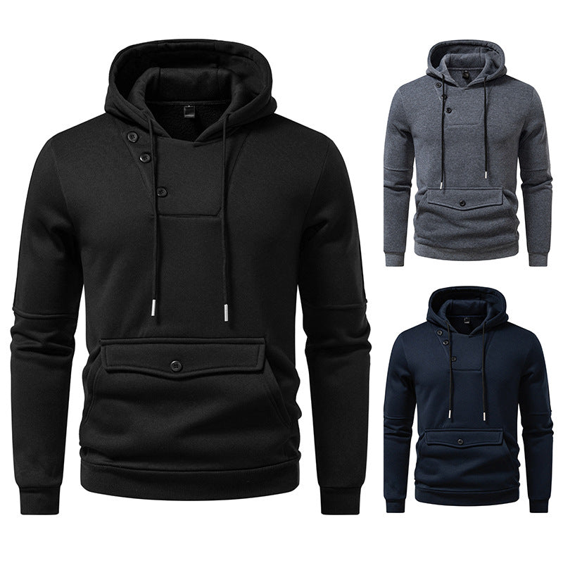 Men's Stylish Hoodies with Button Details Skorter