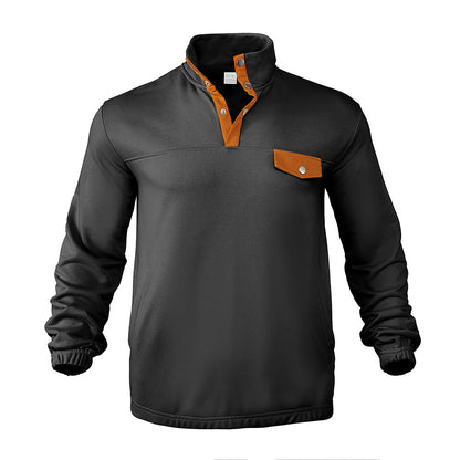 Men's Stylish Pullover with Half Zipper and Practical Chest Pocket Skorter