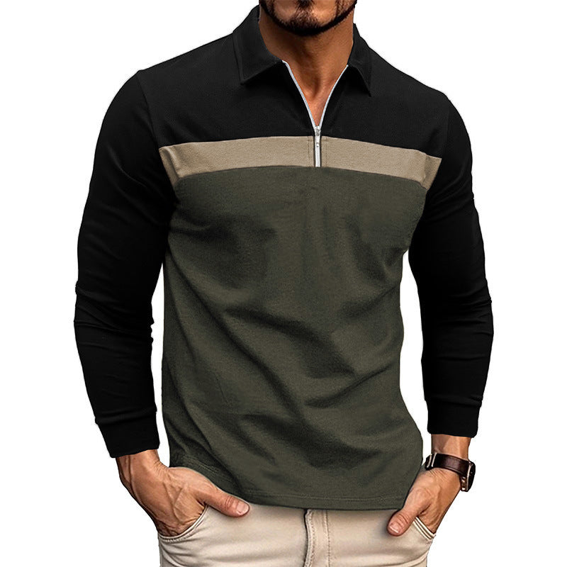 Men's Sporty Long Sleeve Shirt with Zipper Skorter