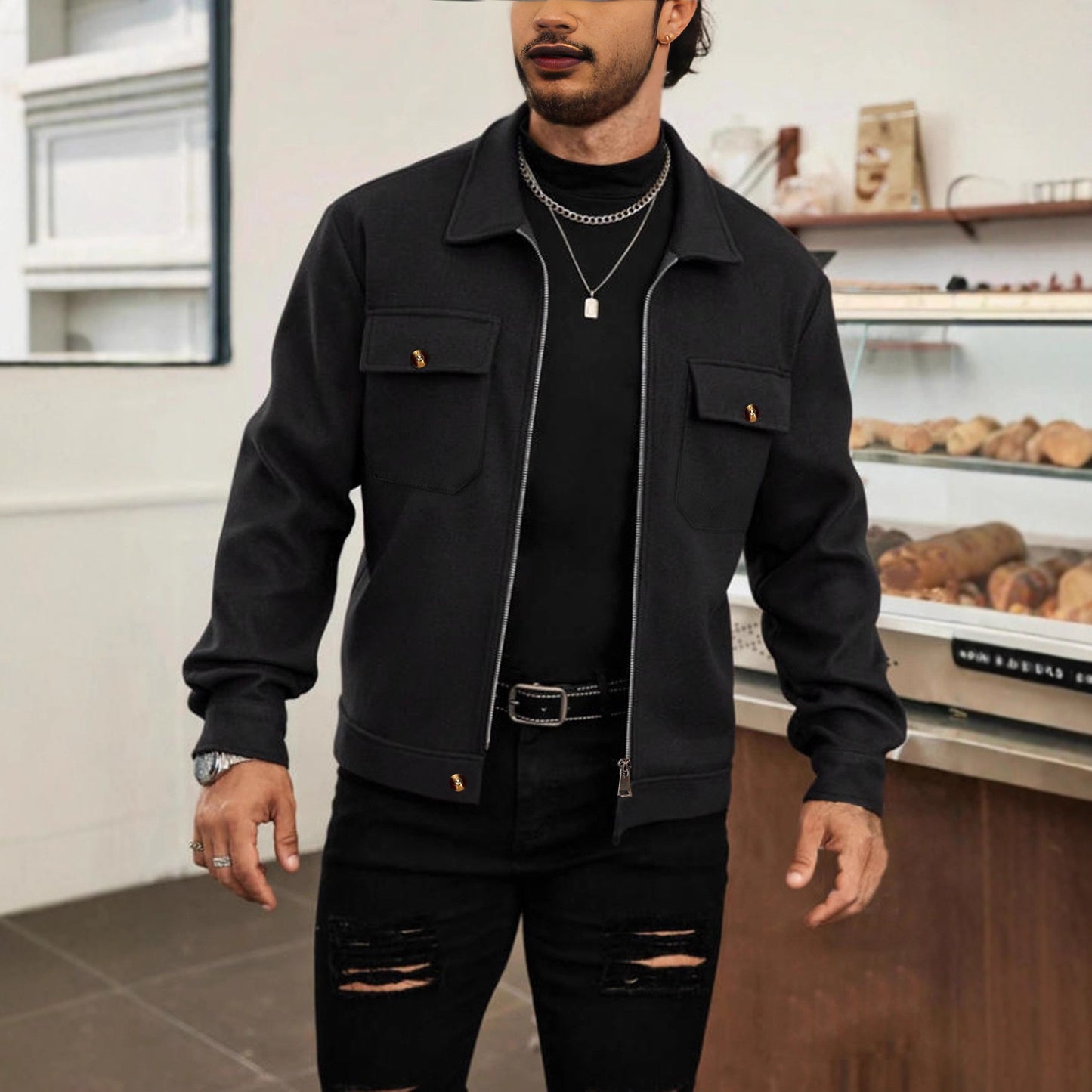 Men's versatile utility jacket with practical pockets and modern design Skorter