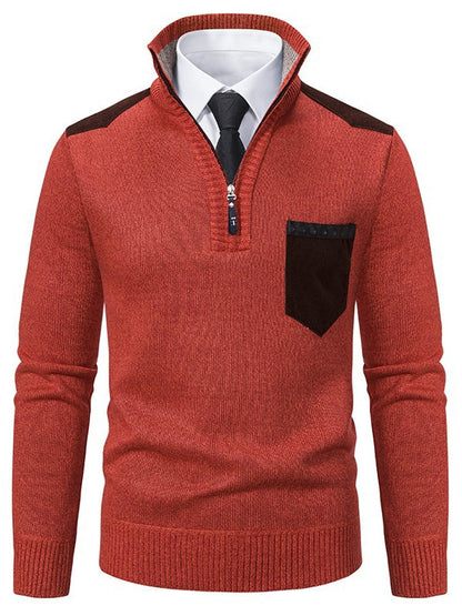 Men's stylish sweater with short zipper and elegant details Skorter