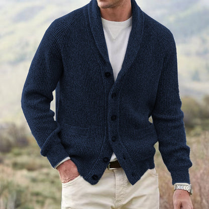 Men's cardigan with trendy chunky knit pattern and practical pockets Skorter