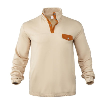 Men's Stylish Pullover with Half Zipper and Practical Chest Pocket Skorter