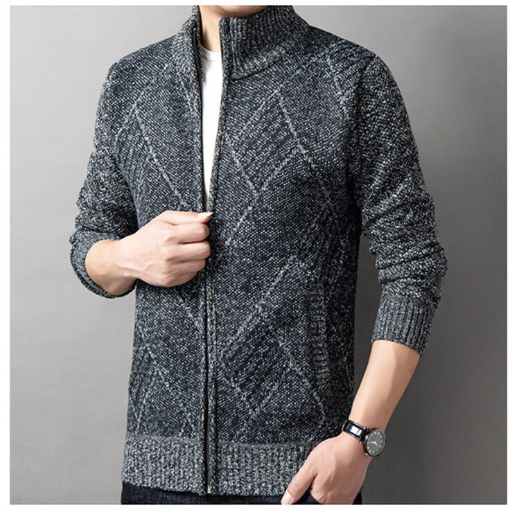 Herrkardigan med modern dragkedja och grafiskt mönster Skorter