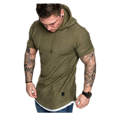 Men's Short Sleeve Hoodie with Textured Design Skorter