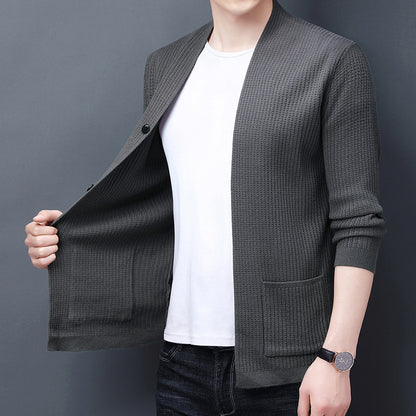 Men's Airy Cardigan with Practical Pocket Layout Skorter
