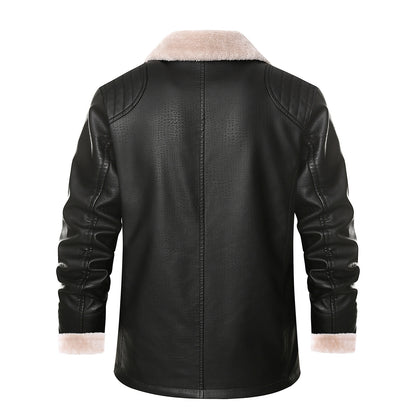Men's stylish leather jacket with warm lining and elegant collar Skorter