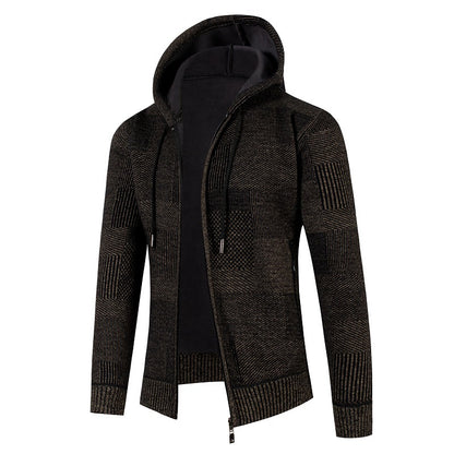 Herrkofta med vadderad huva och modernt våffelmönster Skorter