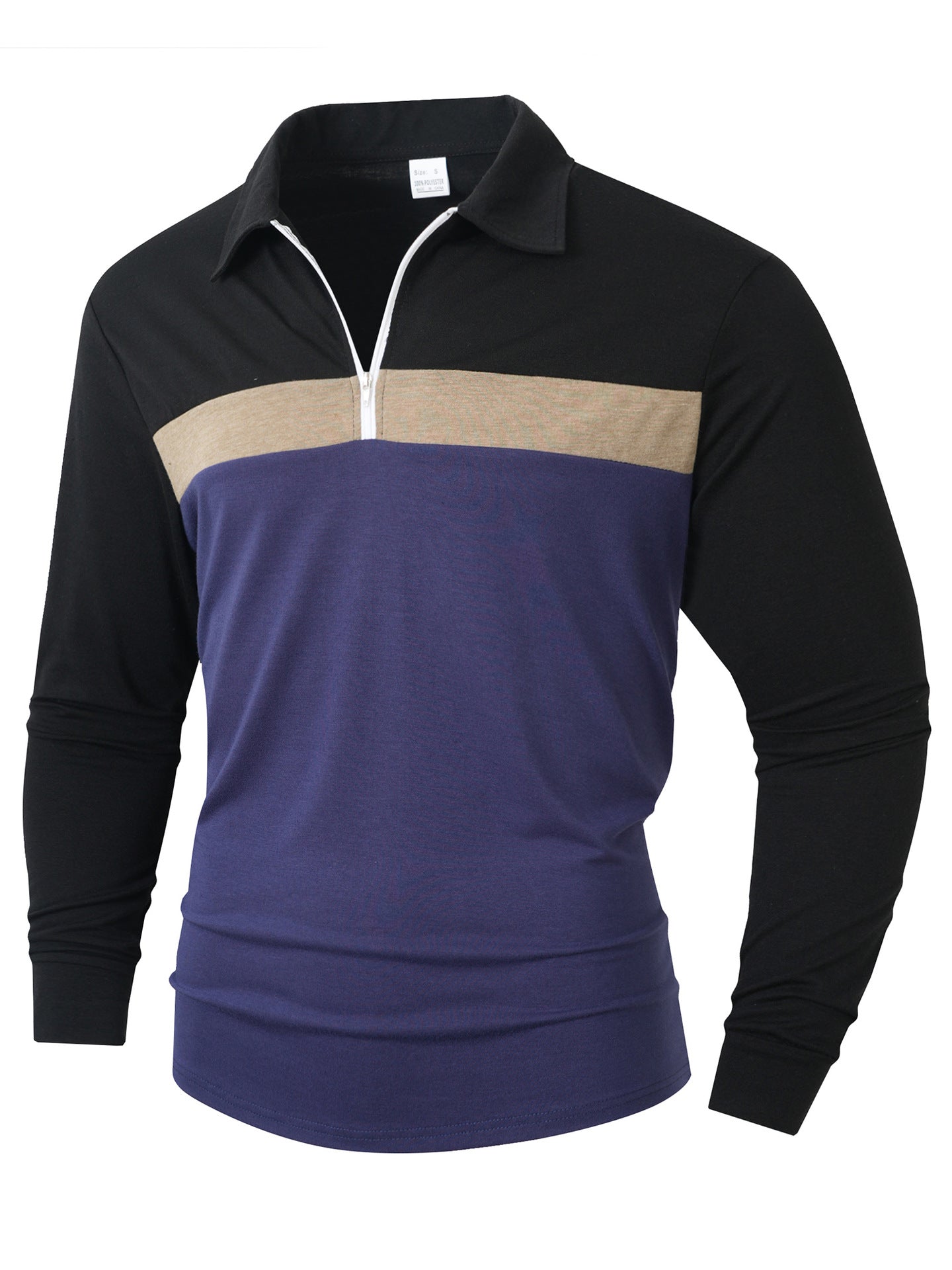 Men's Sporty Long Sleeve Shirt with Zipper Skorter