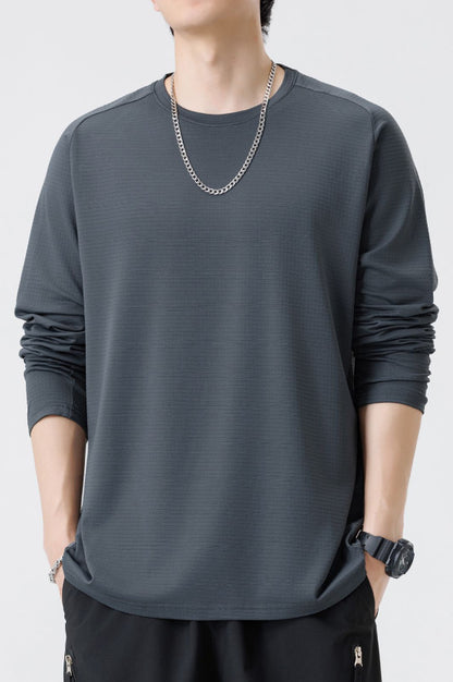 Herrtröja med långa ärmar och ventilerande mönster, Skorter