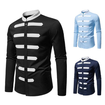 Men's Fashion Long Sleeve Shirt with Contrasting Inserts Skorter