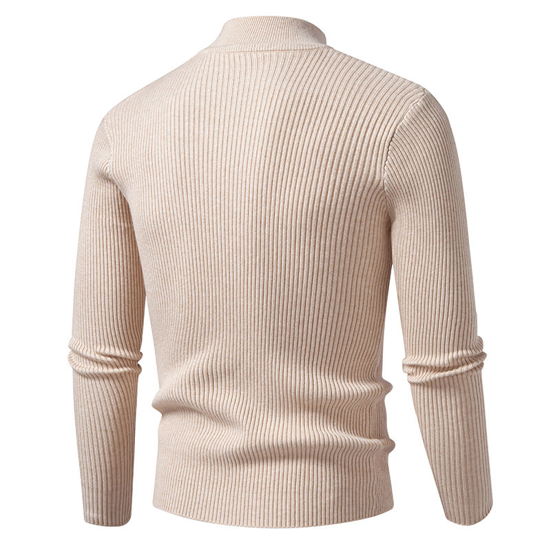 Men's turtleneck sweater made of high-quality stretch wool with ribbed texture Skorter