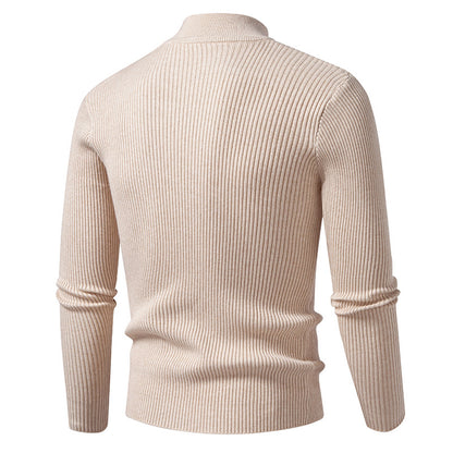 Men's turtleneck sweater made of high-quality stretch wool with ribbed texture Skorter