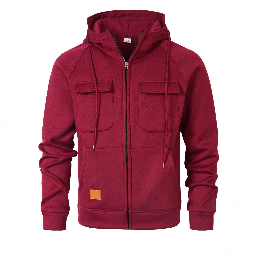Men's Stylish Hooded Jacket with Practical Pockets and Zipper Skorter