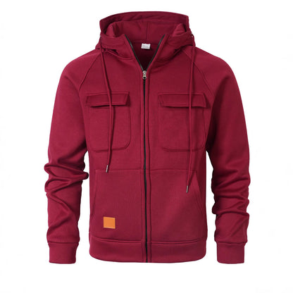 Men's Stylish Hooded Jacket with Practical Pockets and Zipper Skorter
