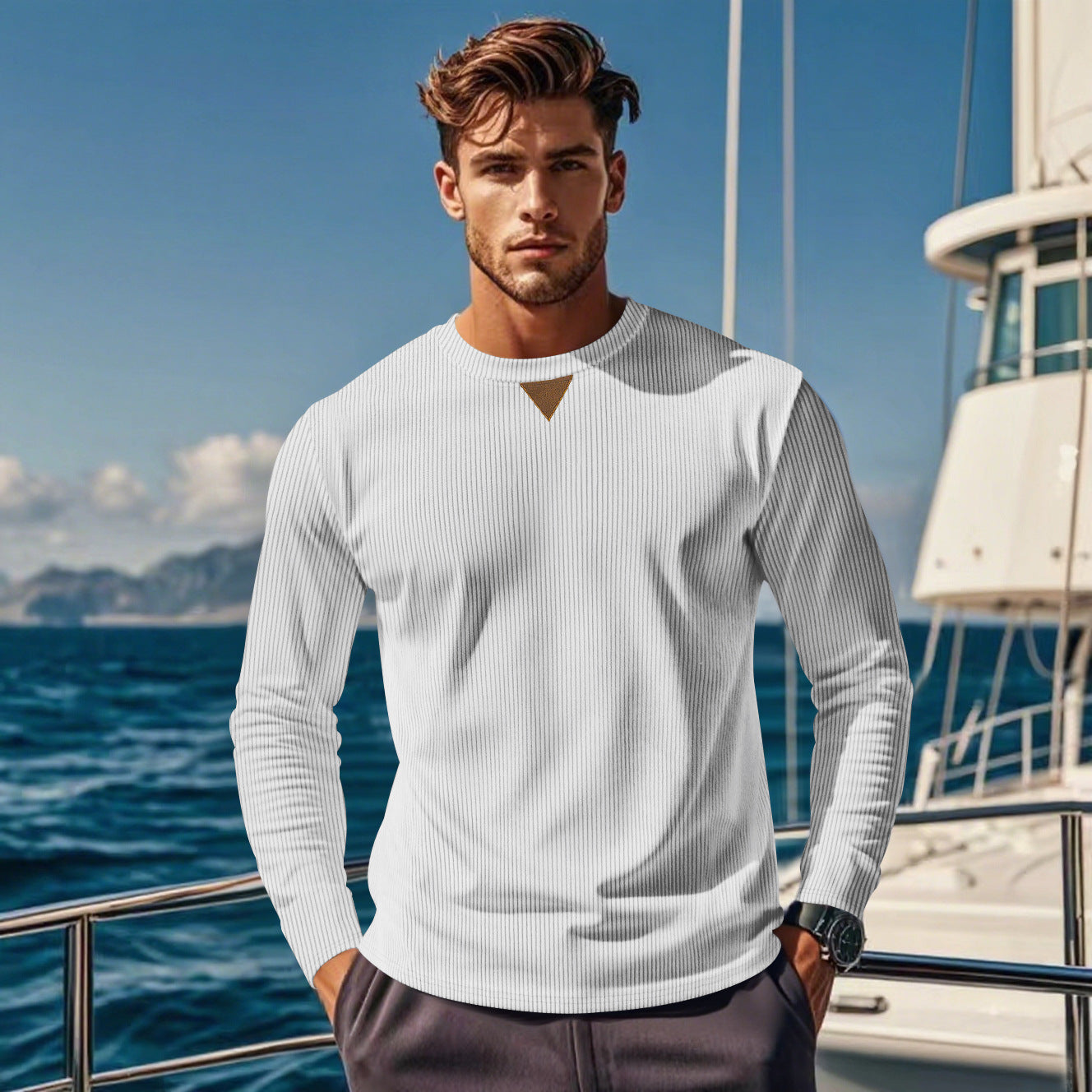 Men's sporty long-sleeve shirt with innovative texture design Skorter