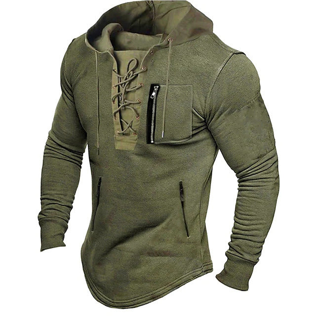 Men's stylish hoodie with unique lacing design Skorter