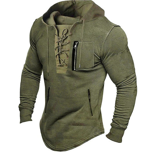 Men's stylish hoodie with unique lacing design Skorter
