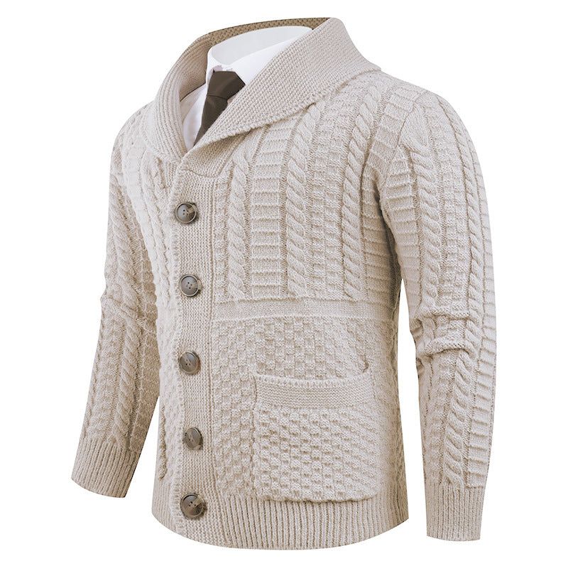 Men's cardigan with modern shawl collar and practical buttons Skorter
