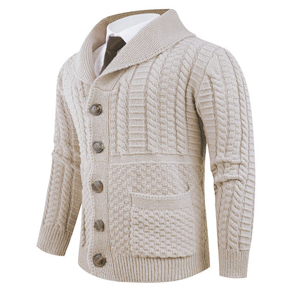 Men's cardigan with modern shawl collar and practical buttons Skorter