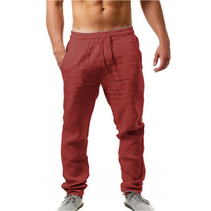 Men's airy linen pants in relaxed fit with practical drawstring Skorter