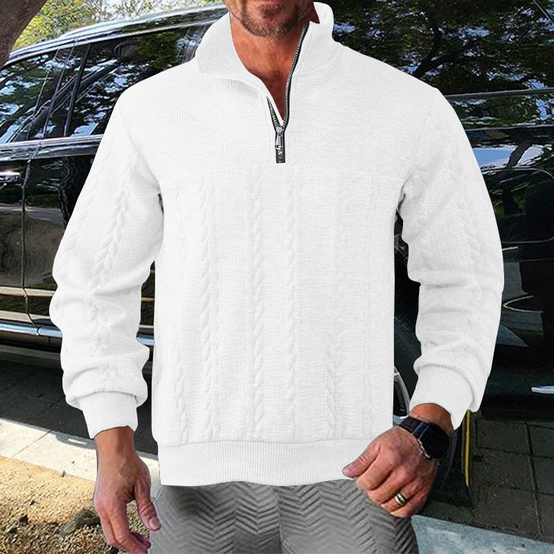 Men's zip sweater with textured design Skorter
