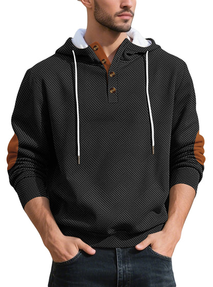 Men's stylish hoodie with textured material and fashionable accents Skorter
