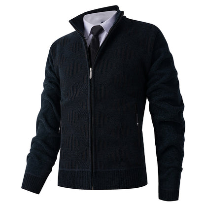 Men's cardigan with textured design and modern zipper Skorter