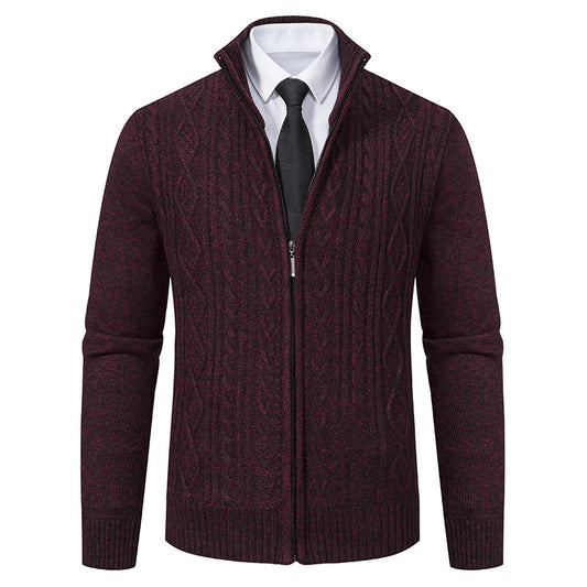 Men's cardigan with stand-up collar and textured pattern Skorter