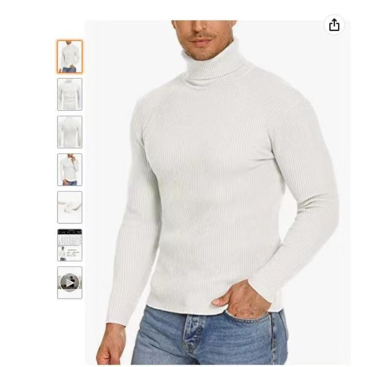 Men's Stand Collar Sweater made of Ribbed Knit Skorter