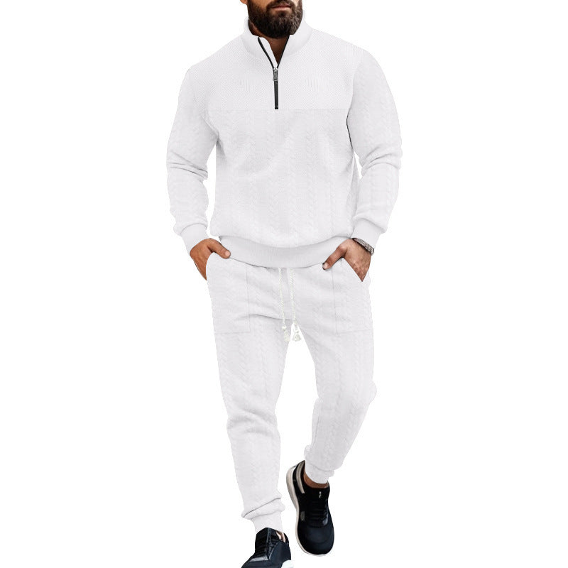 Men's sporty knit suit with stand-up collar and zipper Skorter