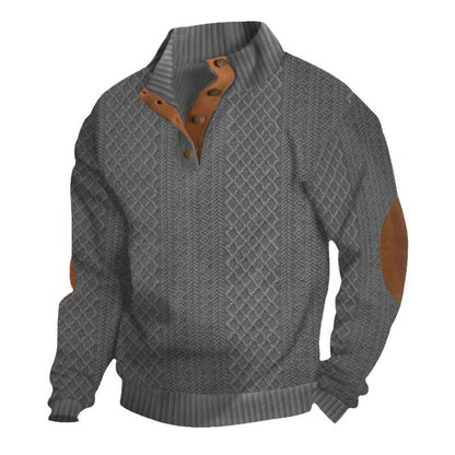 Men's sweatshirt with textured knit pattern and leather details Skorter