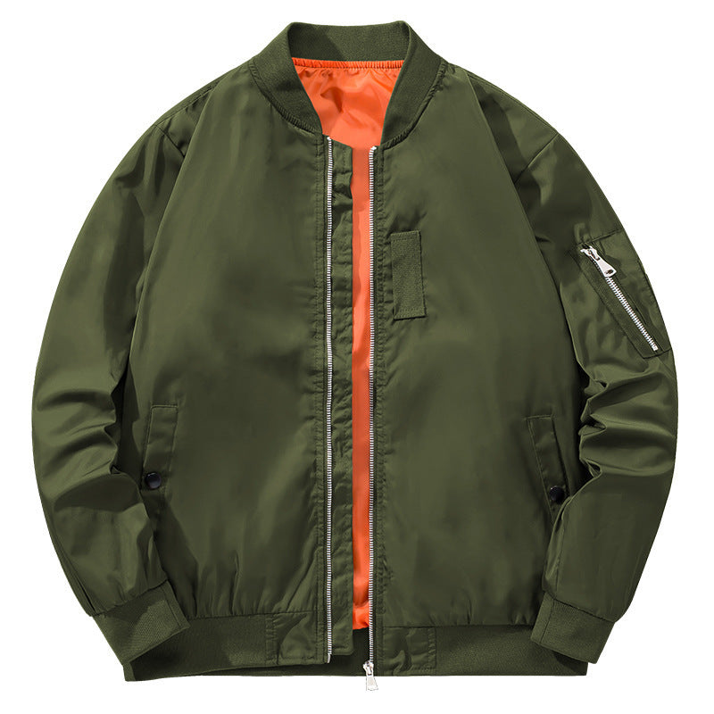 Men's Bomber Jacket with Side Zip Pockets and Elastic Cuffs Skorter