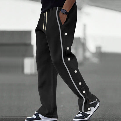 Men's Sporty Loose Jogging Pants with Snap Buttons Skorter