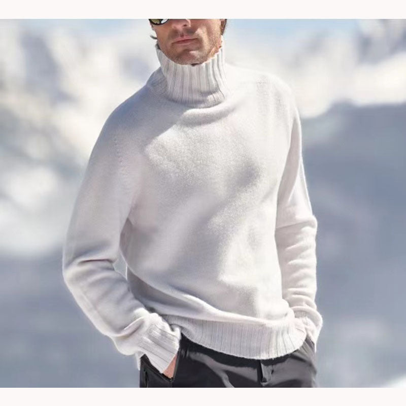 Men's turtleneck sweater made of high-quality wool with textured details Skorter
