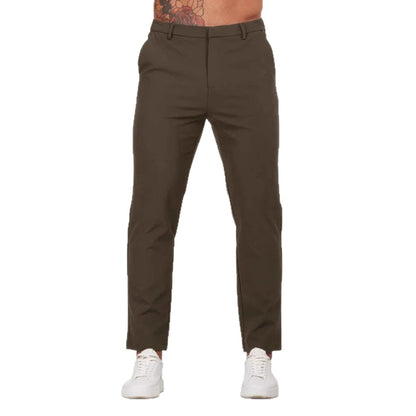 Men's Slim Fit Chino Pants with Elastic Waistband and Side Pockets Skorter