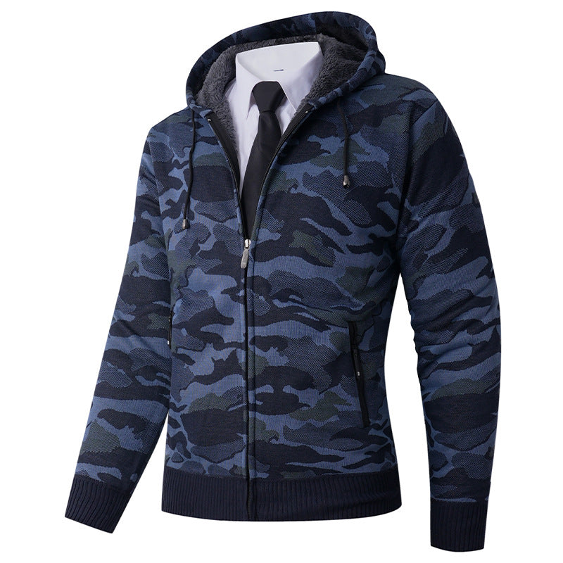 Men's stylish hoodie with lined hood and bold camouflage pattern Skorter