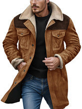 Men's suede long coat with teddy lining and practical pockets Skorter