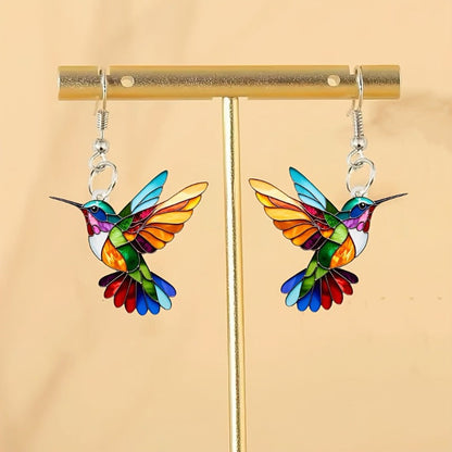 Skorter | Colorful Hummingbird Earrings – Cheerful Dangle Jewelry with Flying Bird