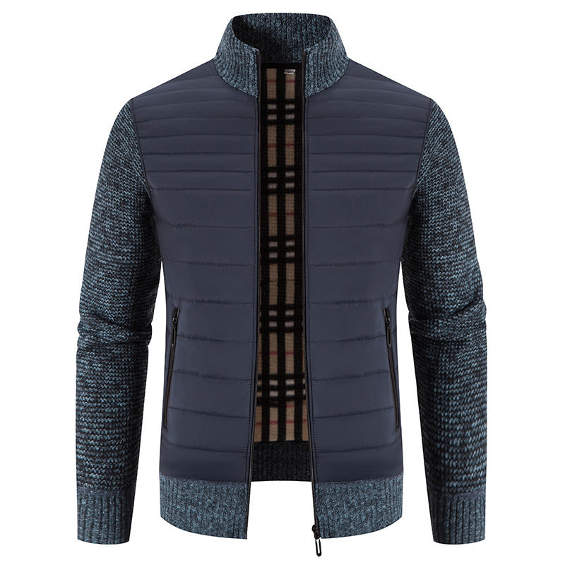Men's quilted jacket with modern knit sleeves and high collar Skorter