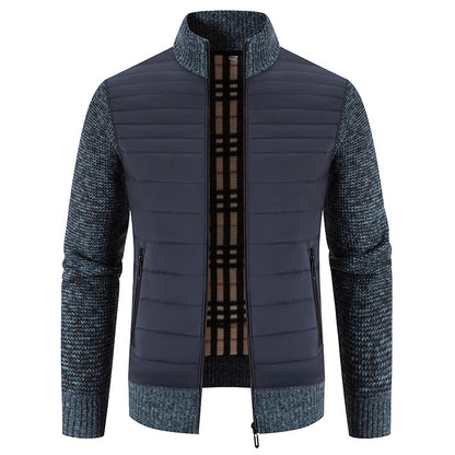 Men's quilted jacket with modern knit sleeves and high collar Skorter