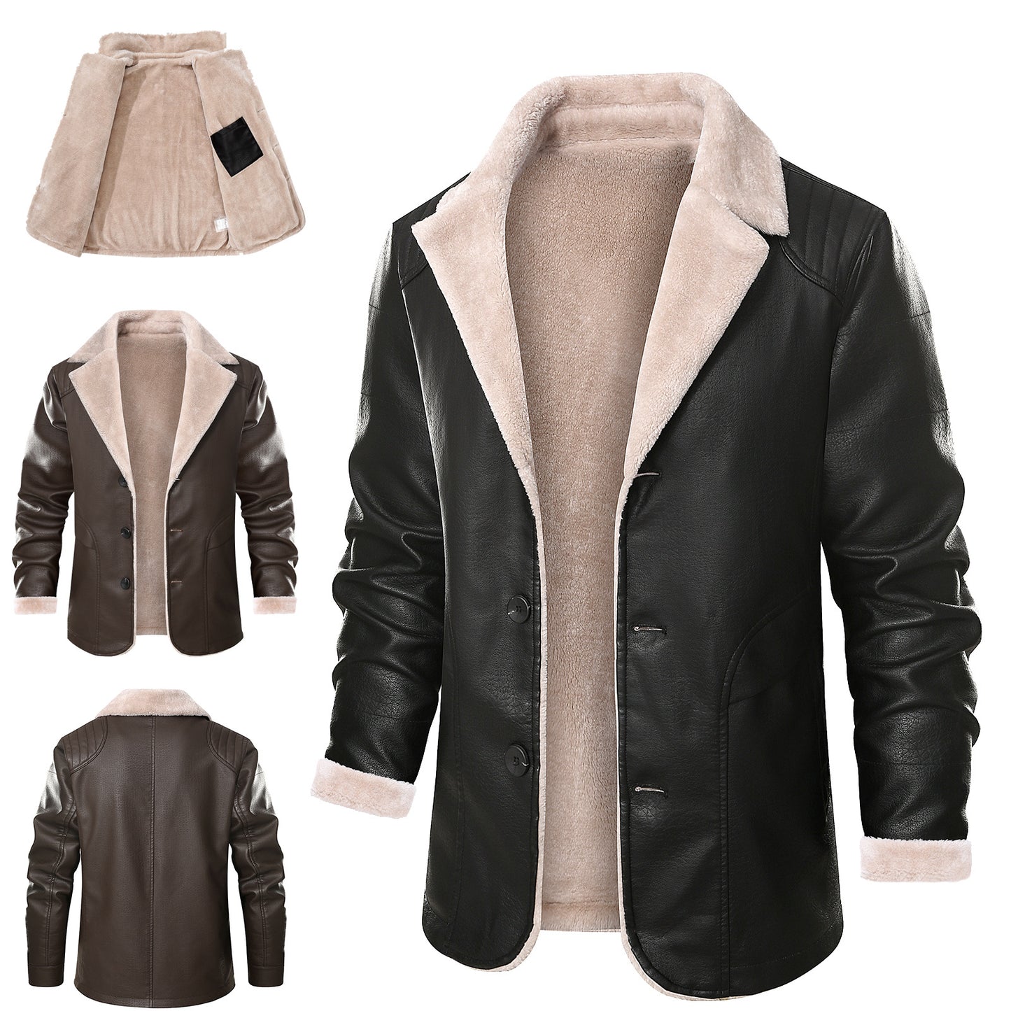 Men's stylish leather jacket with warm lining and elegant collar Skorter