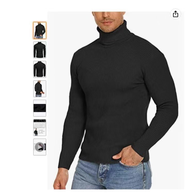 Men's Stand Collar Sweater made of Ribbed Knit Skorter