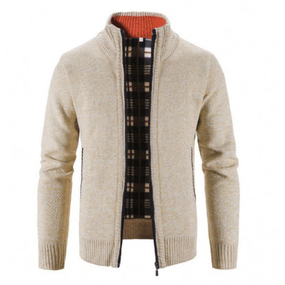 Men's Cardigan with High Collar and Luxurious Lining Skorter