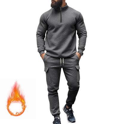 Men's sporty tracksuit with higher collar and practical pockets Skorter