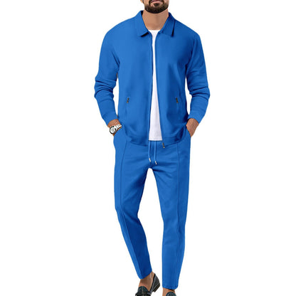 Men's stylish jogging set with woven pattern and practical zipper Skorter