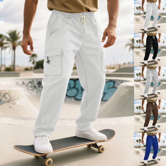 Herr cargobyxor med elastiskt midjeband och praktiska sidofickor Skorter