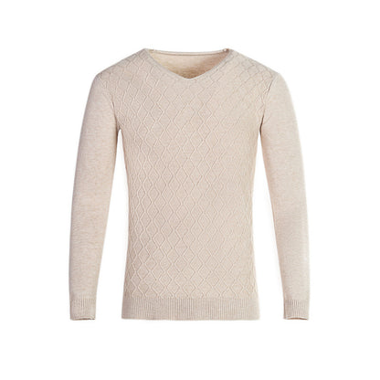 Men's V-neck sweater with textured pattern Skorter