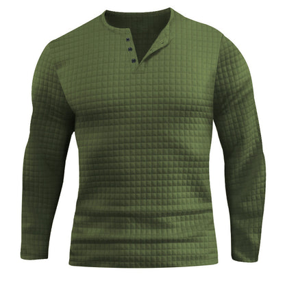 Men's Long Sleeve Shirt with Textured Design and Fashionable Button Closure Skorter